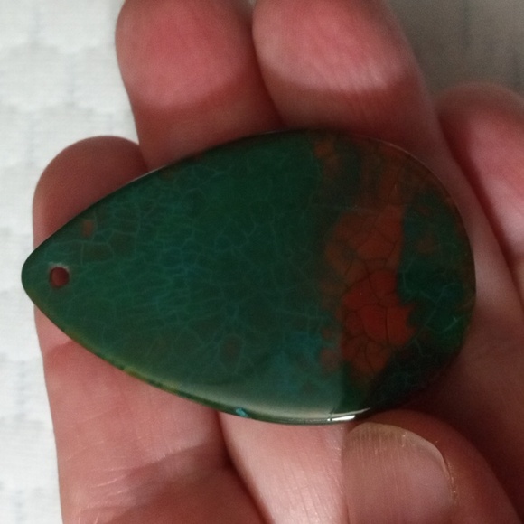Fabulous Teardrop Fire Agate Pendant - Picture 4 of 5